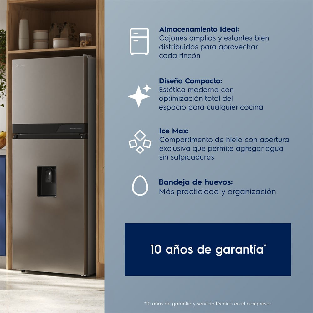 Nevera Electrolux Congelador Superior No Frost 291L Inverter Dispensador de agua Gris ERT30A3C6DS img #8