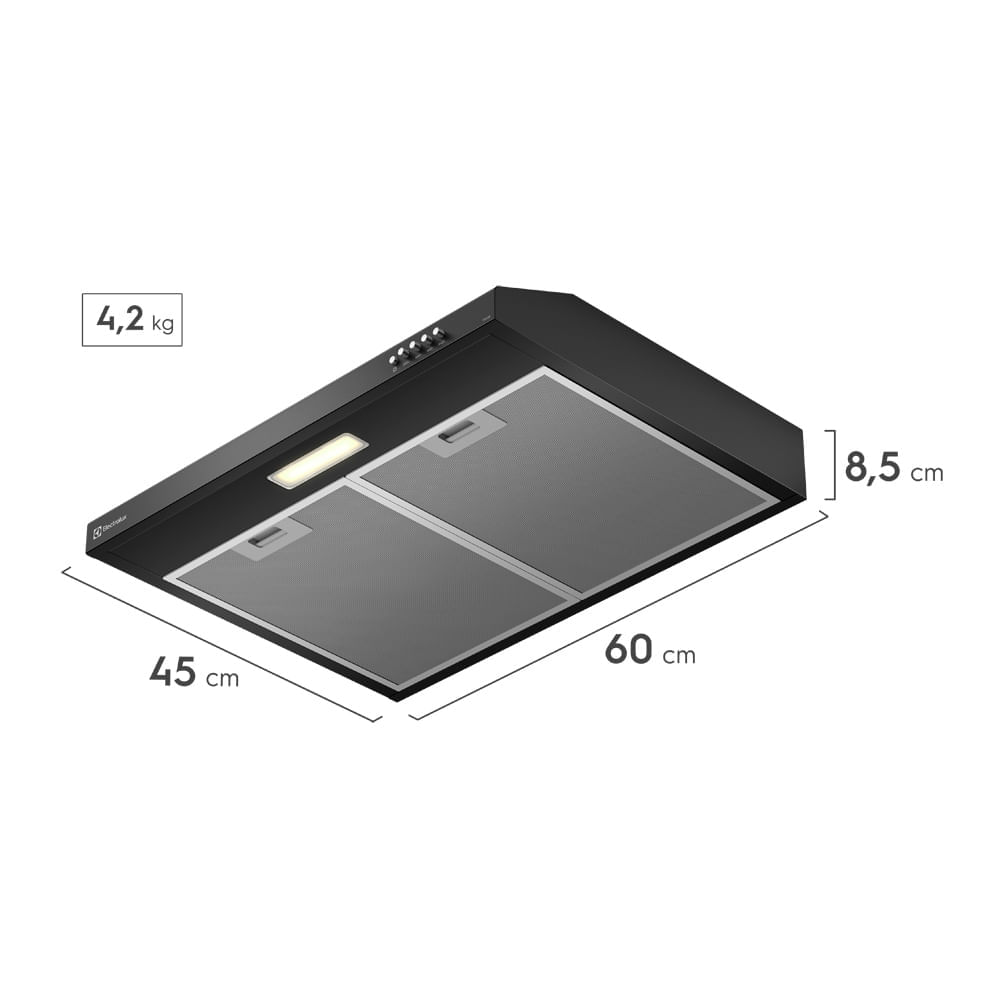 Campana Extractora Electrolux empotrable de pared 80cm 3 velocidades Negro DE8SB img #2