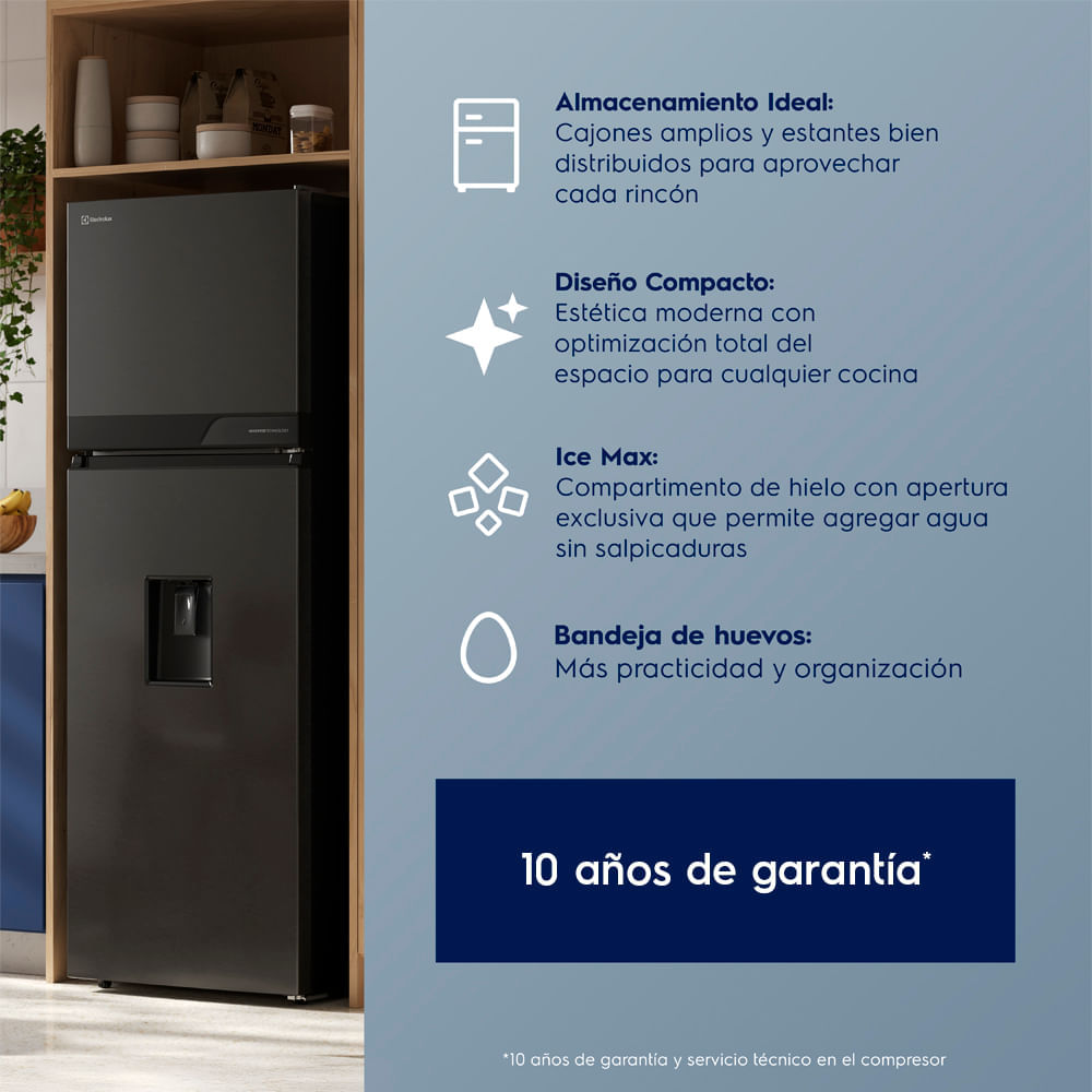 Nevera Electrolux Congelador Superior No Frost 239L Inverter Dispensador de agua Negro ERT25A3C6DC img #8