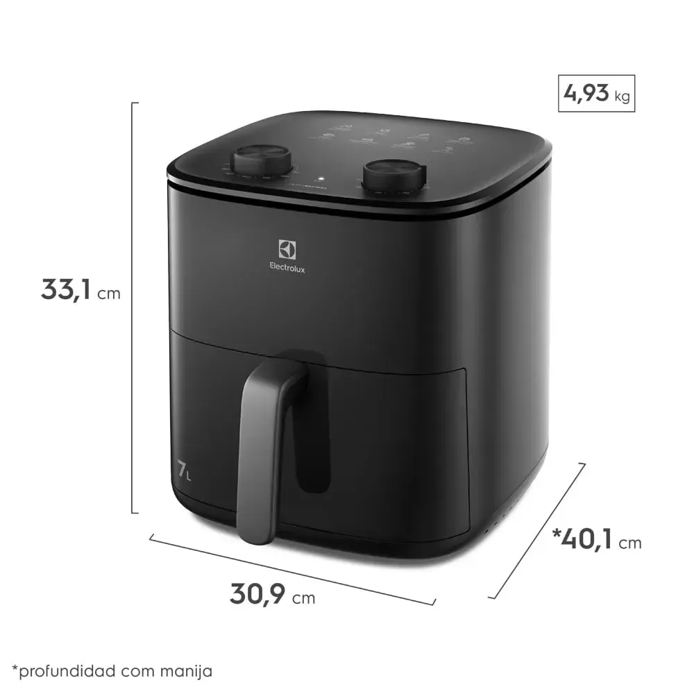 Freidora de Aire Electrolux 7 Litros 1700W Efficient EAF70 Negra img #2