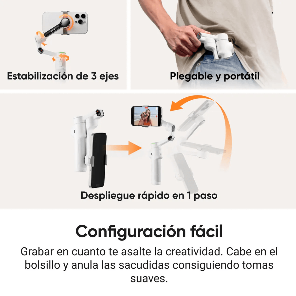 Estabilizador Insta360 Flow 2 Pro Combo Creador Blanco img #3