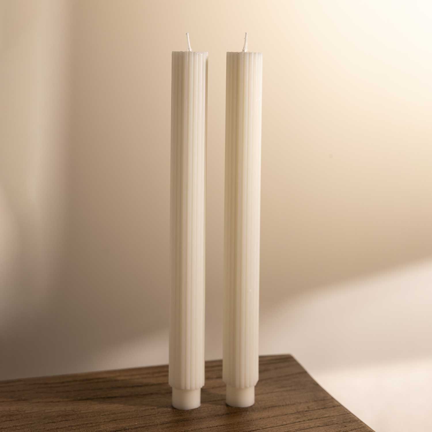 Velas largas rayas Ivory 27cm set x2 img #2