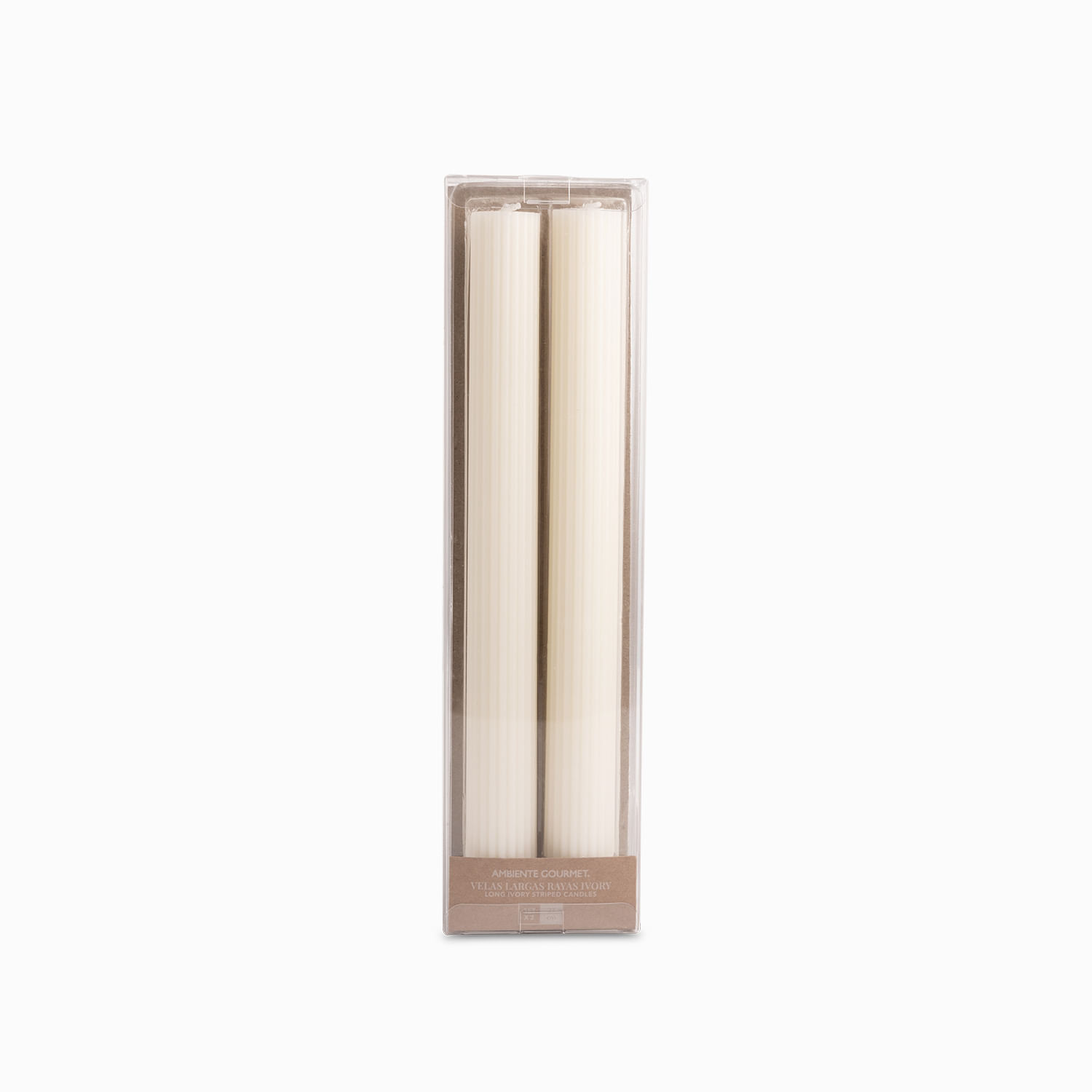Velas largas rayas Ivory 27cm set x2 img #4