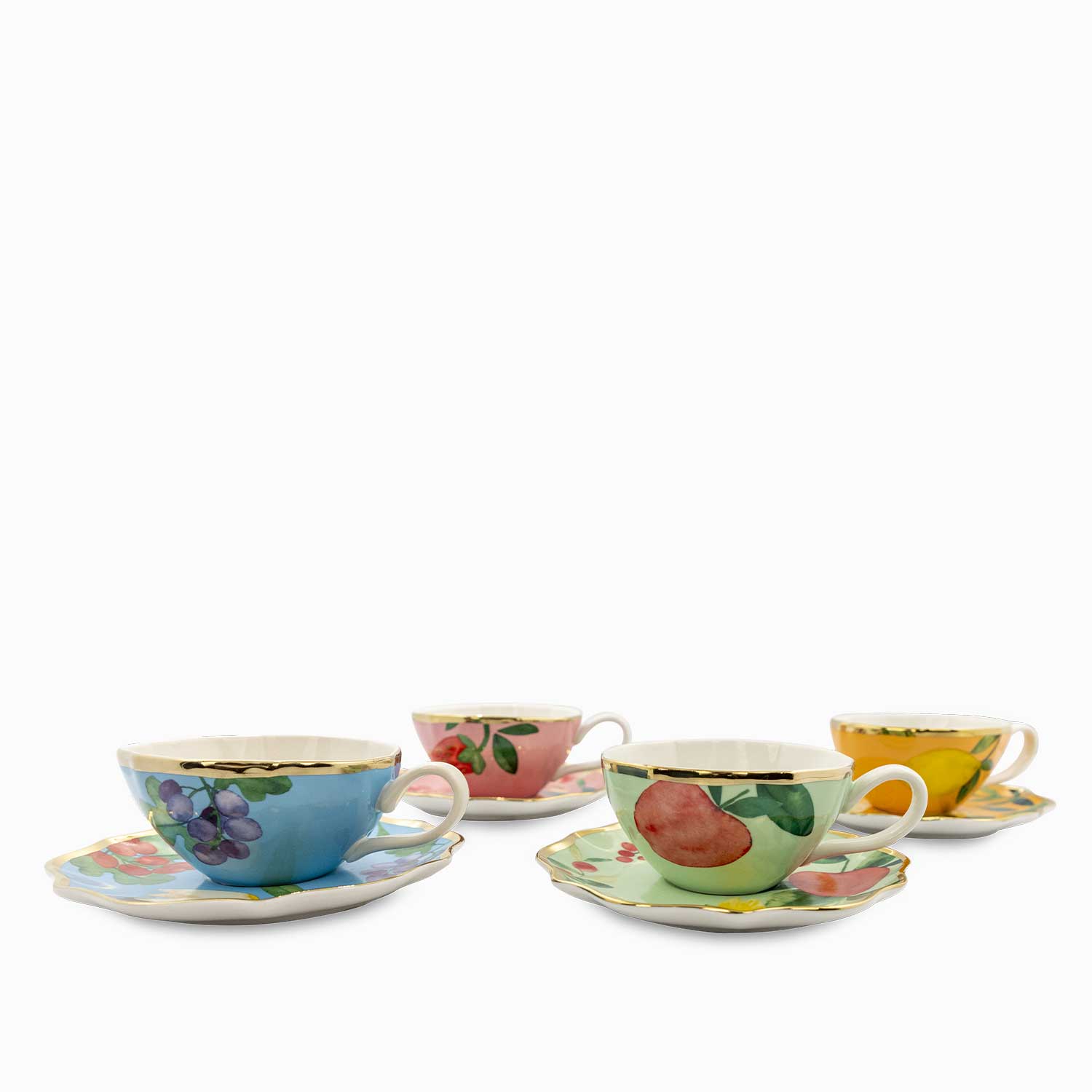 Pocillo y plato Frutal 200ml set x4 img #1
