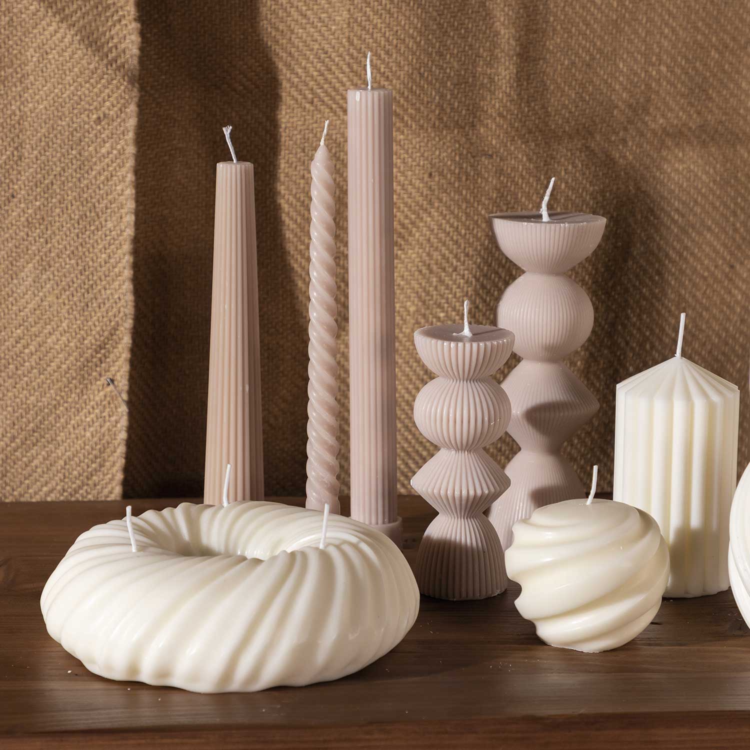 Velas Tower beige 23cm set x2 img #2