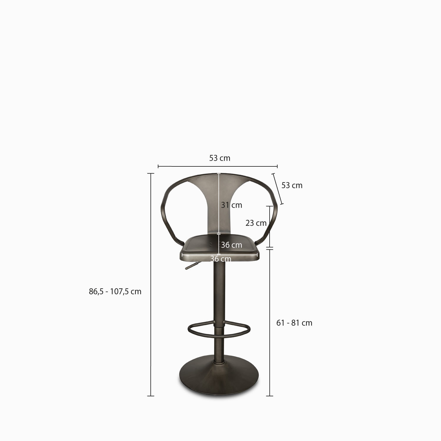 Silla bar industrial brazo Peak Gun img #2