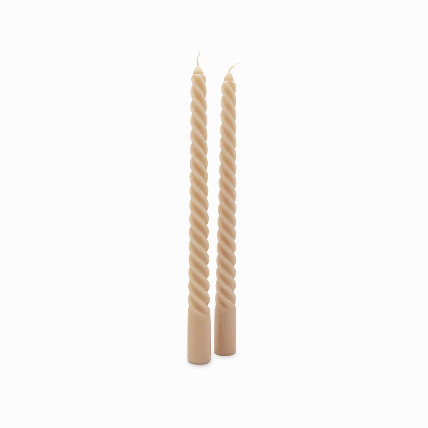 Velas decorativas espiral beige 25cm set x2 img #1