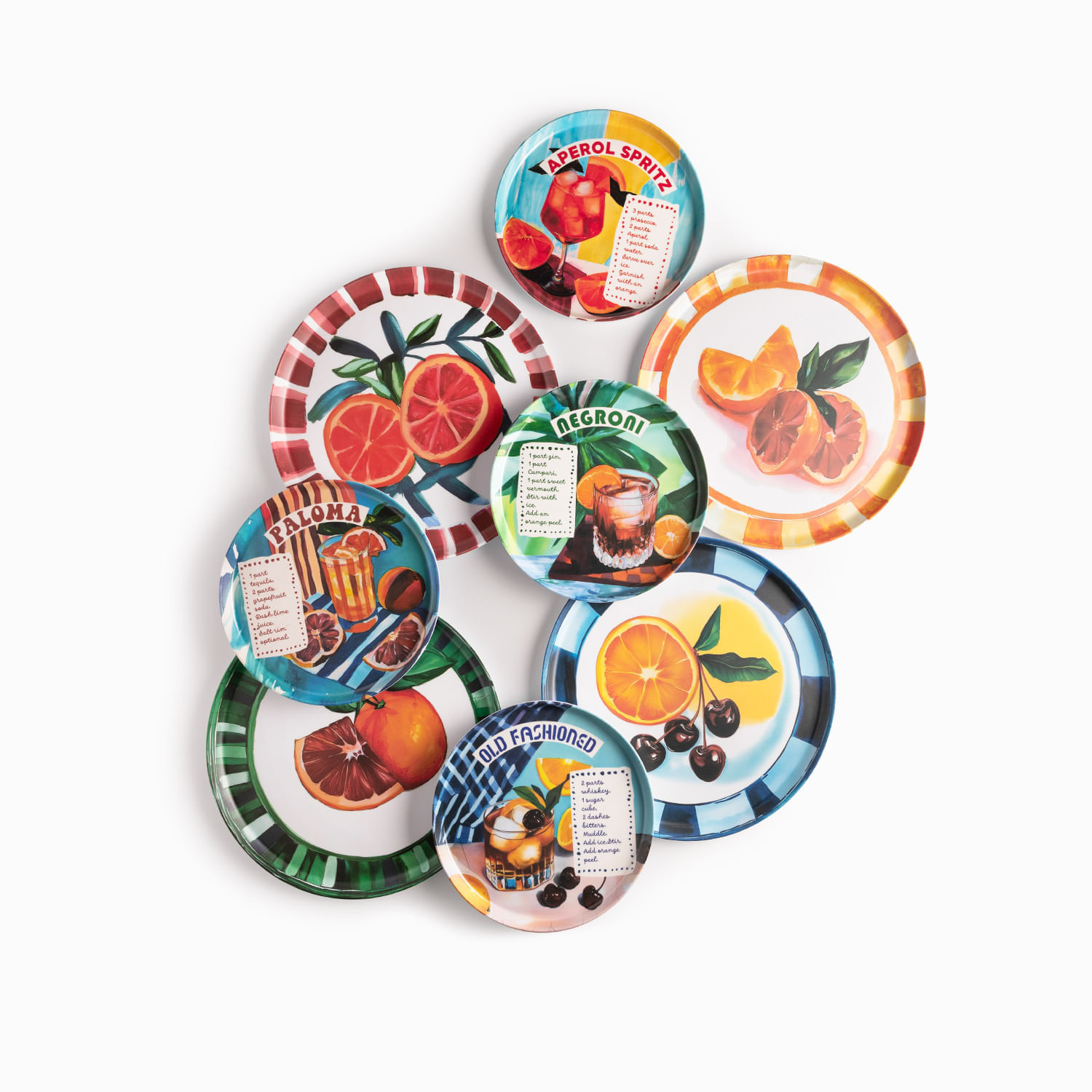 Platos melamina serie cocteles set x8 img #1