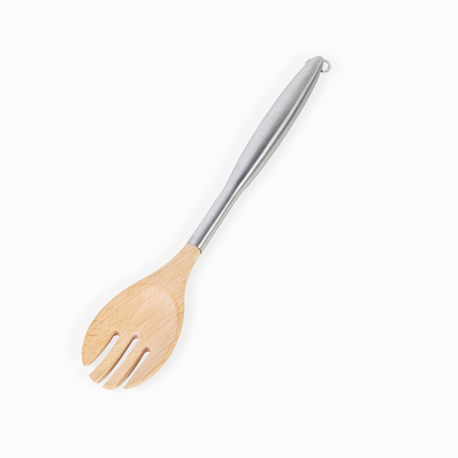 Cuchara ranurada acero y bambu img #1