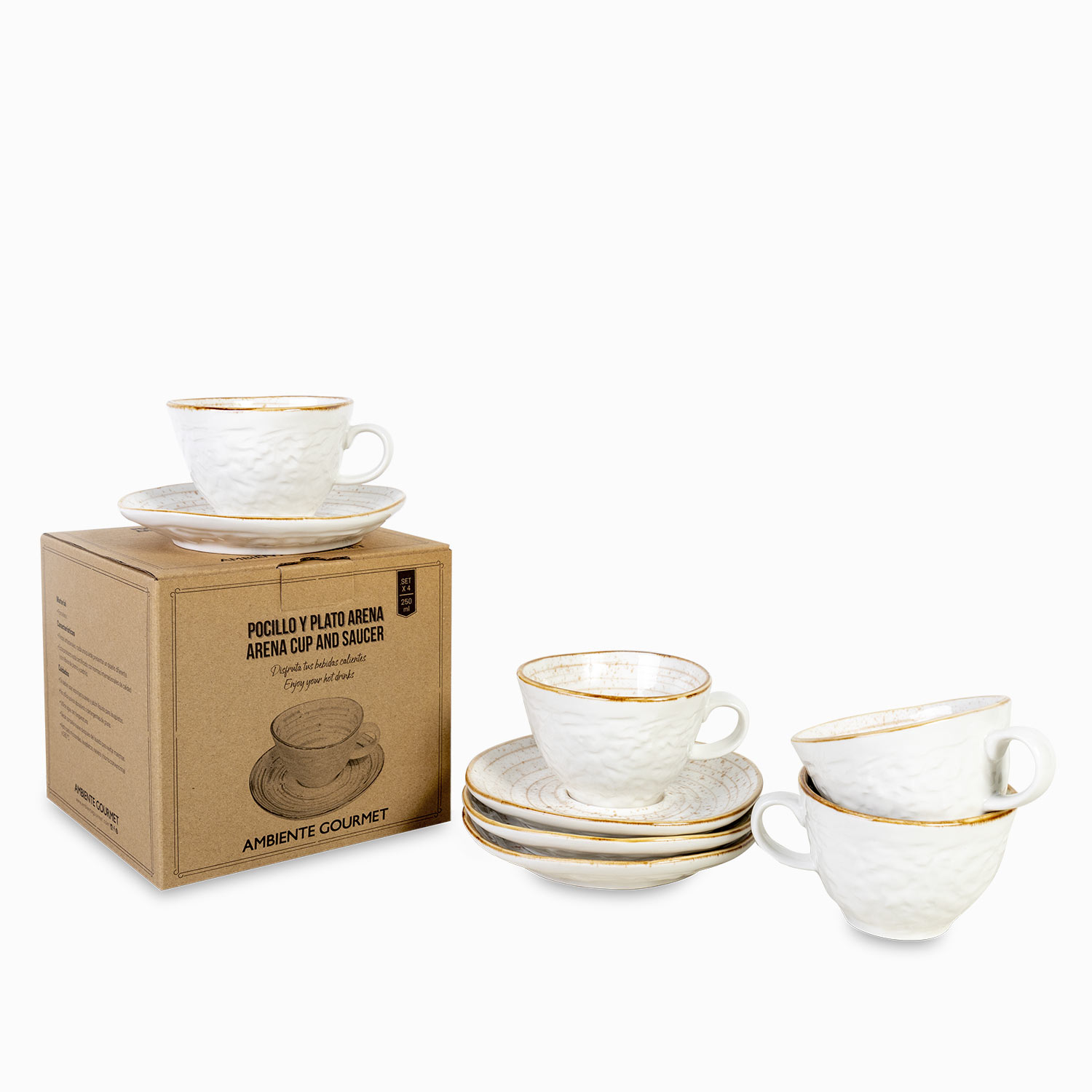 Pocillo y plato Arena 250ml 8 piezas img #1