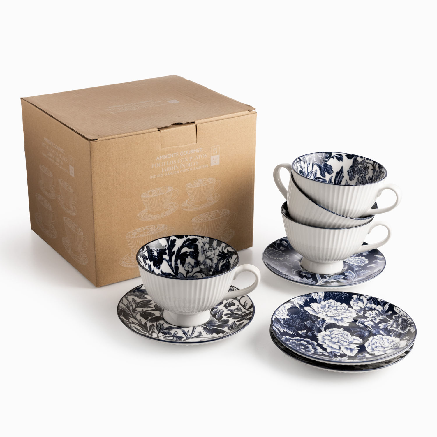 Pocillo y plato Jardín Índigo set x4 img #3