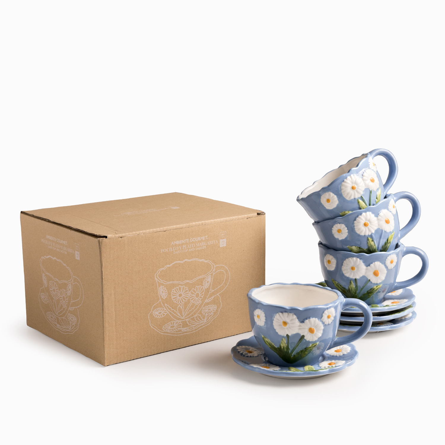 Pocillo y plato Margarita 350ml set x4 img #3