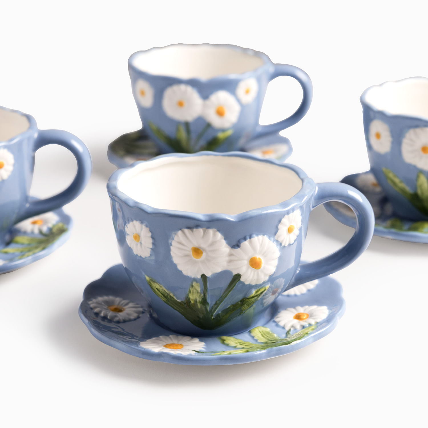 Pocillo y plato Margarita 350ml set x4 img #1