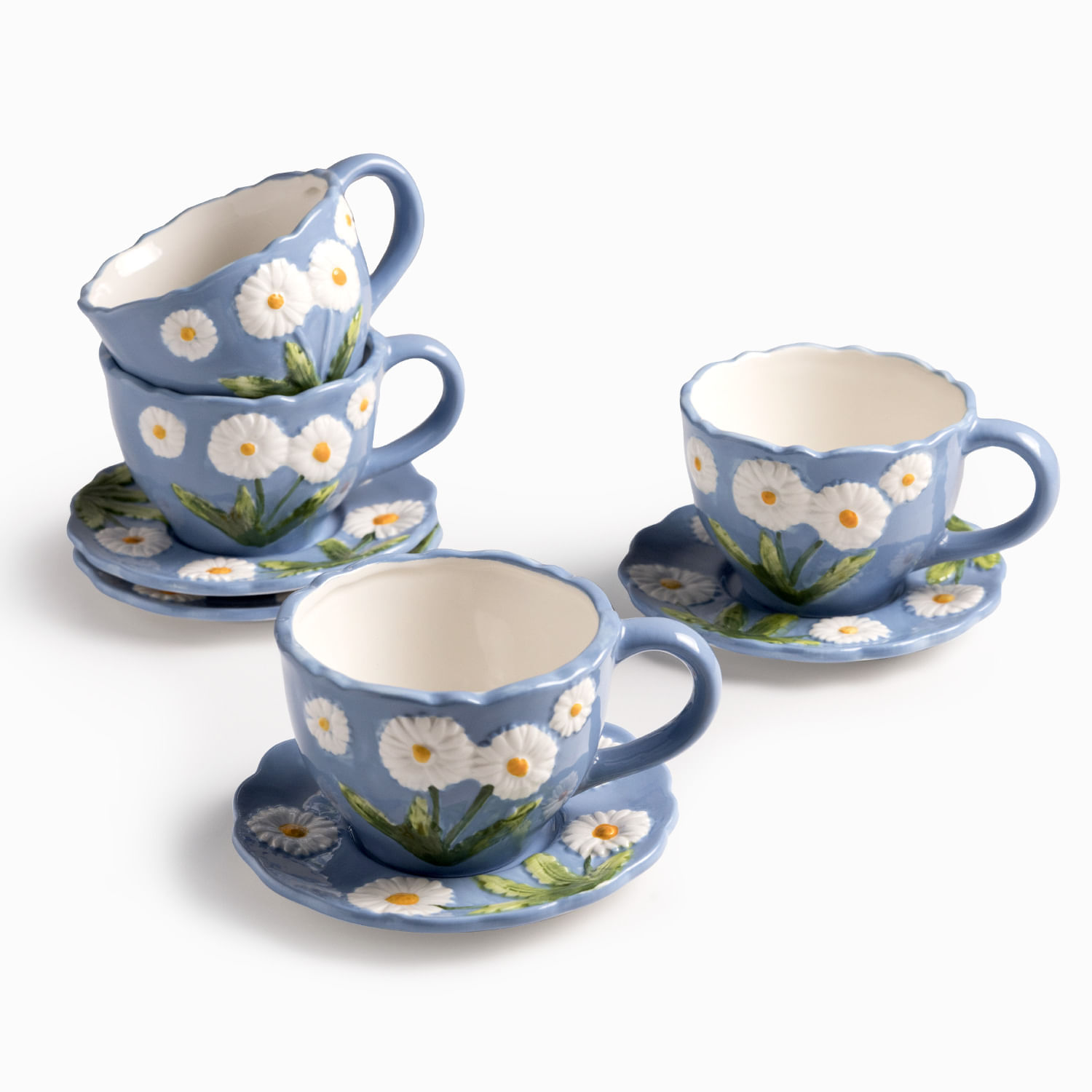 Pocillo y plato Margarita 350ml set x4 img #5