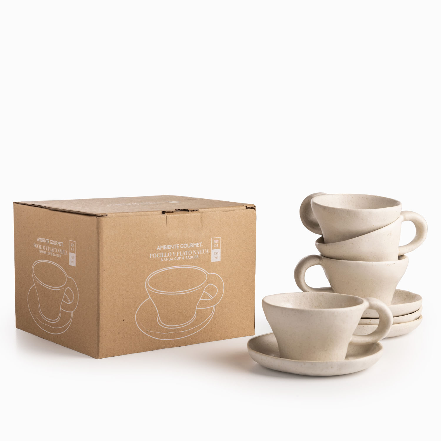 Pocillo y plato Nahua set x4 img #4
