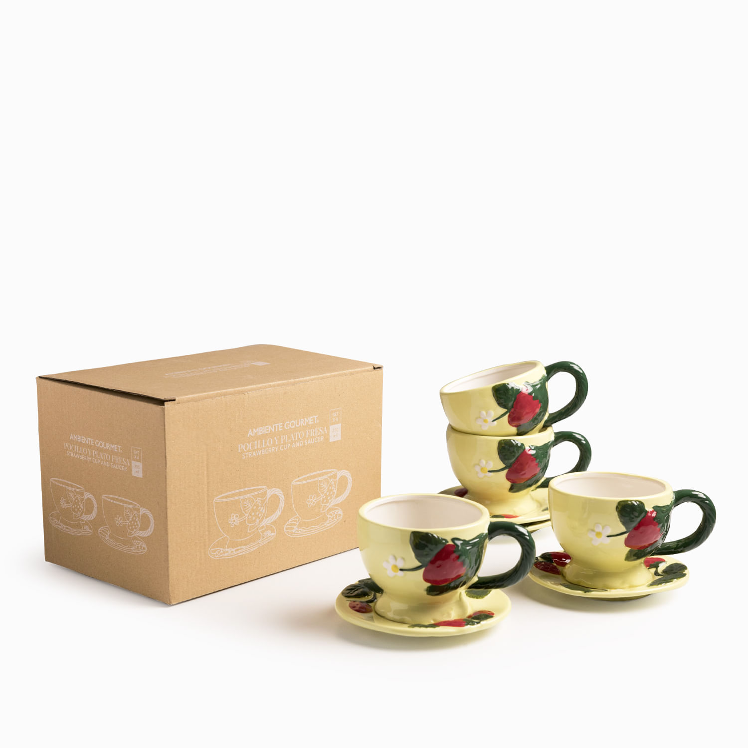 Pocillo y plato fresa 230ml set x4 img #3