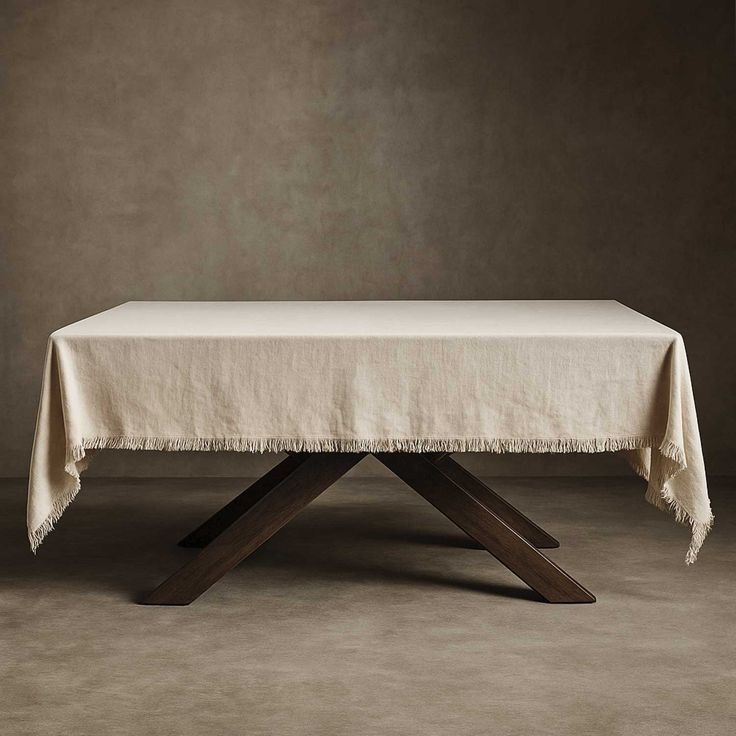 Mantel para mesa flecos beige 140x240cm img #2