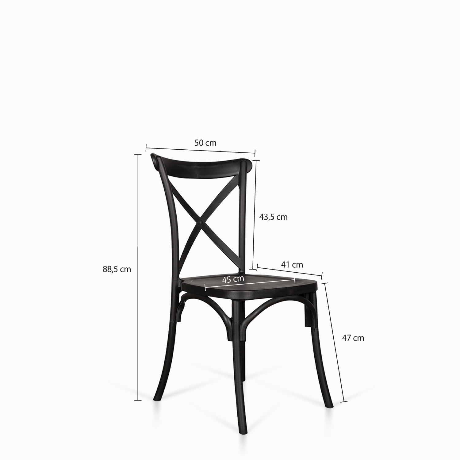 Silla X negra en plástico apilable img #6