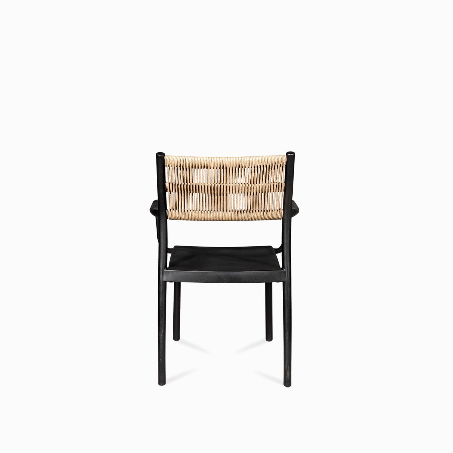 Silla brazos negra con espaldar cuerdas café img #4