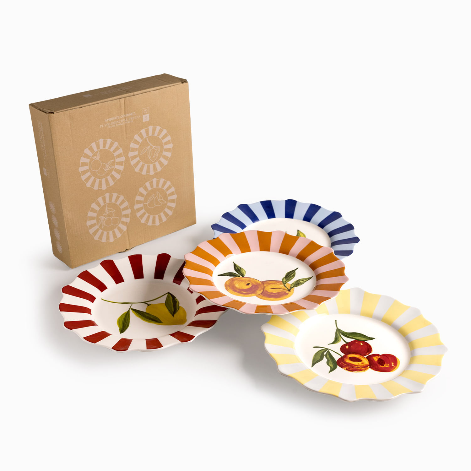 Plato principal Frutas 25cm set x4 img #2
