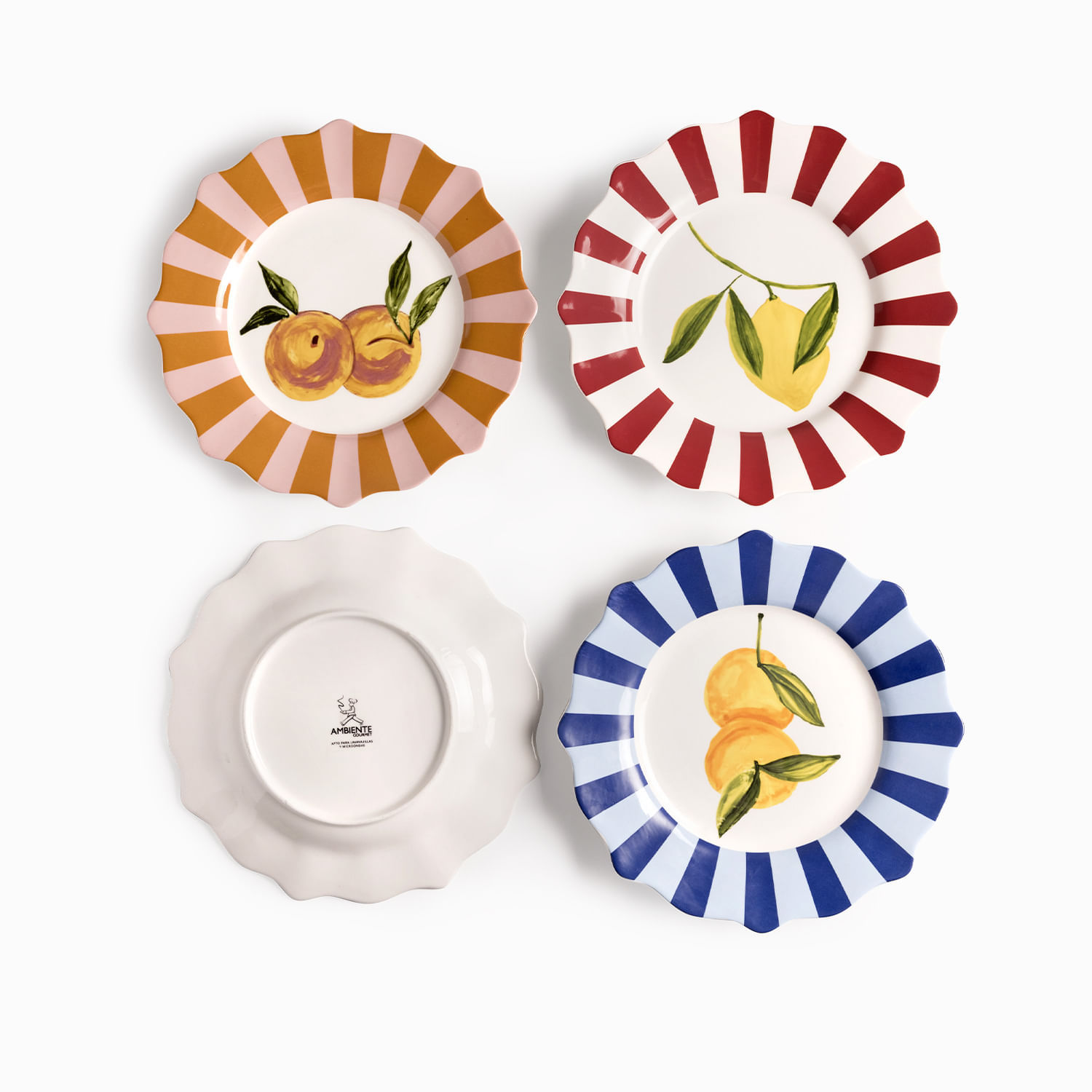 Plato principal Frutas 25cm set x4 img #3