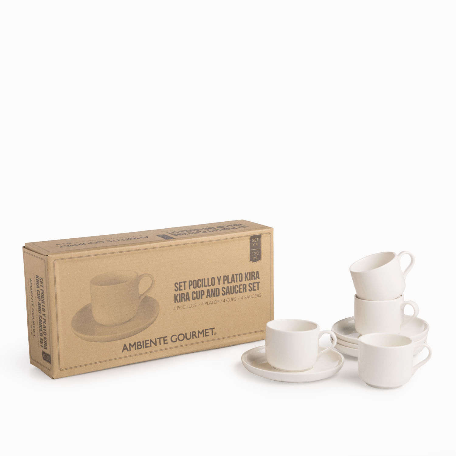 Pocillo y plato Kira 120ml setx4 img #2