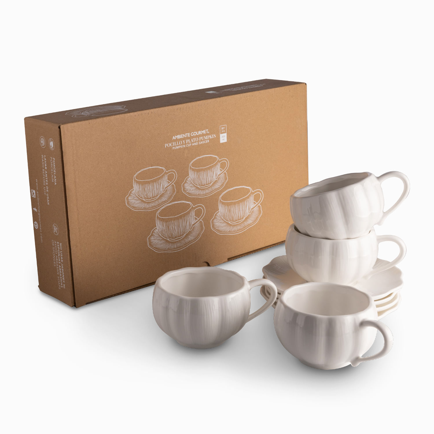 Pocillo y plato Pumpkin 200ml setx4 img #5