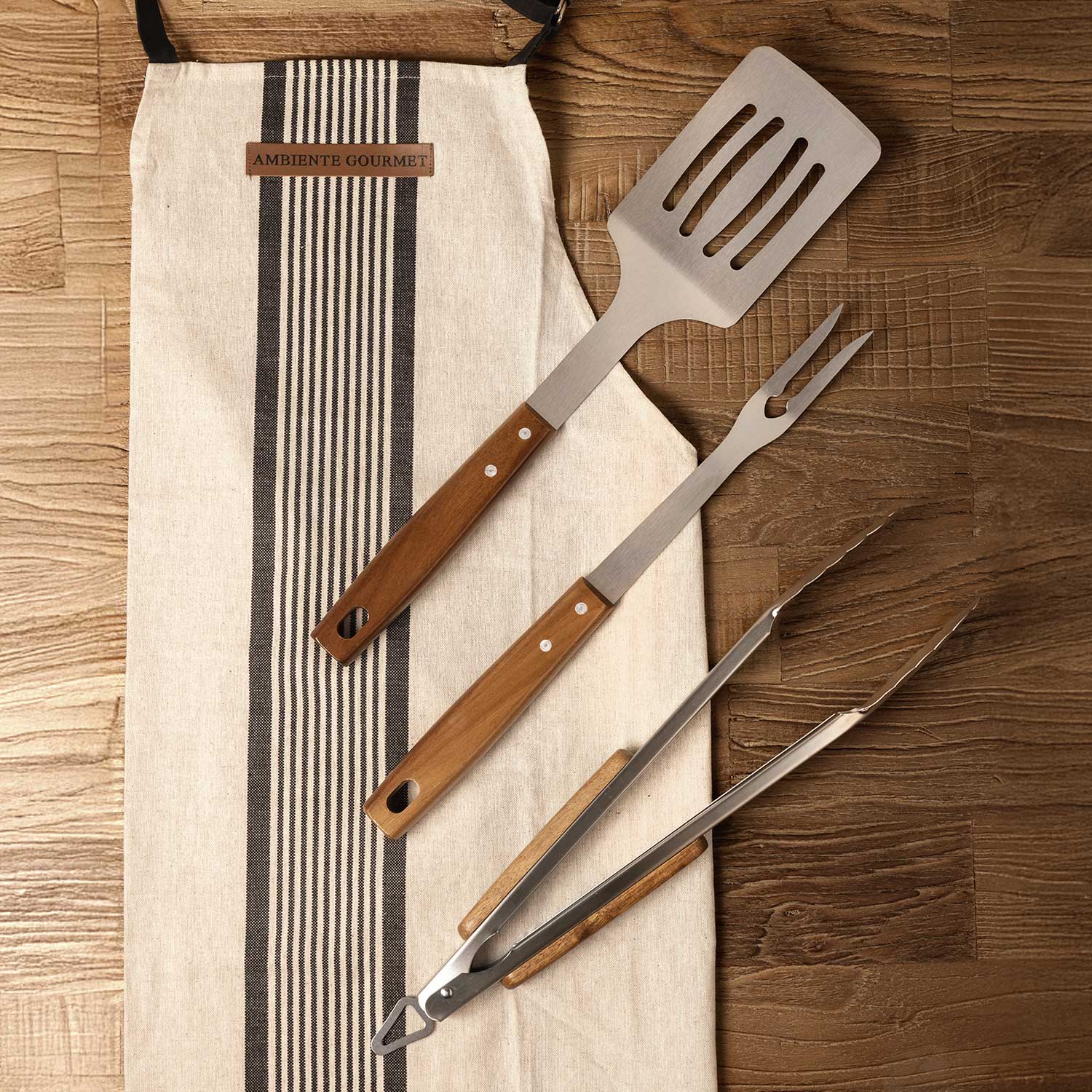 Delantal rayas beige-gris img #2