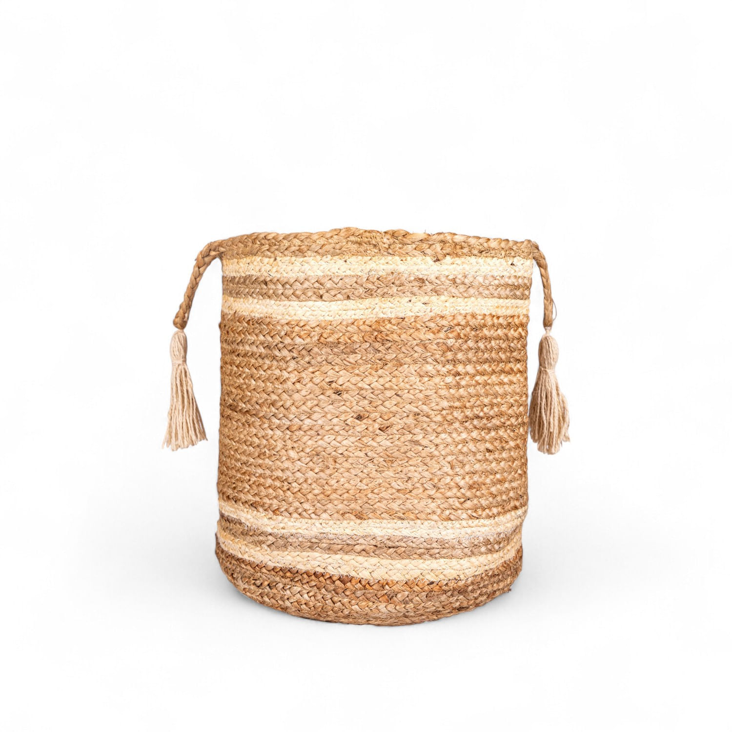Canasto yute líneas blancas 40cm img #2