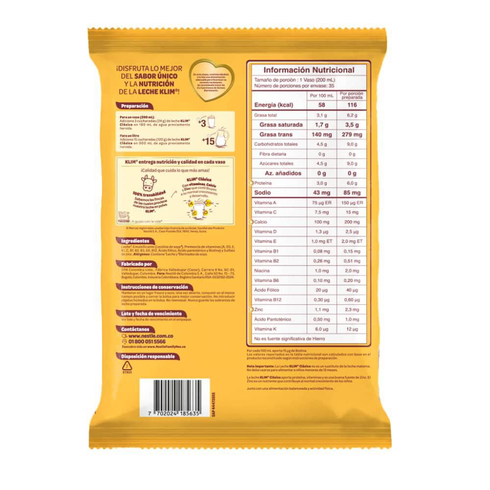 Leche KLIM en polvo clásica bolsa (840  gr) img #3