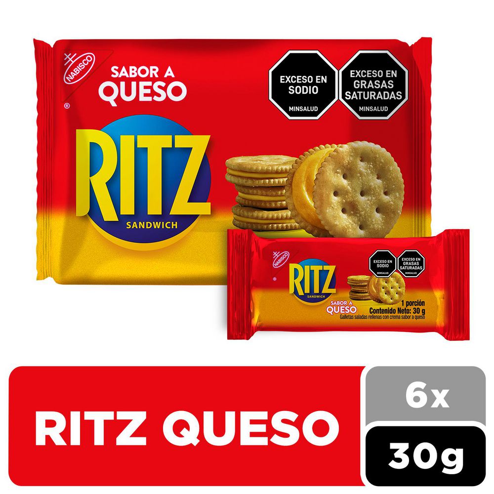 Galletas RITZ rellenas de crema sabor queso x6und (180  gr) img #1