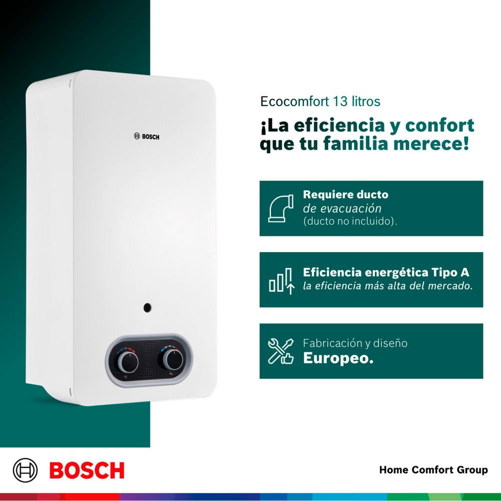 Calentador de agua 13 litros Tiro Natural GLP BOSCH 773350004 img #2