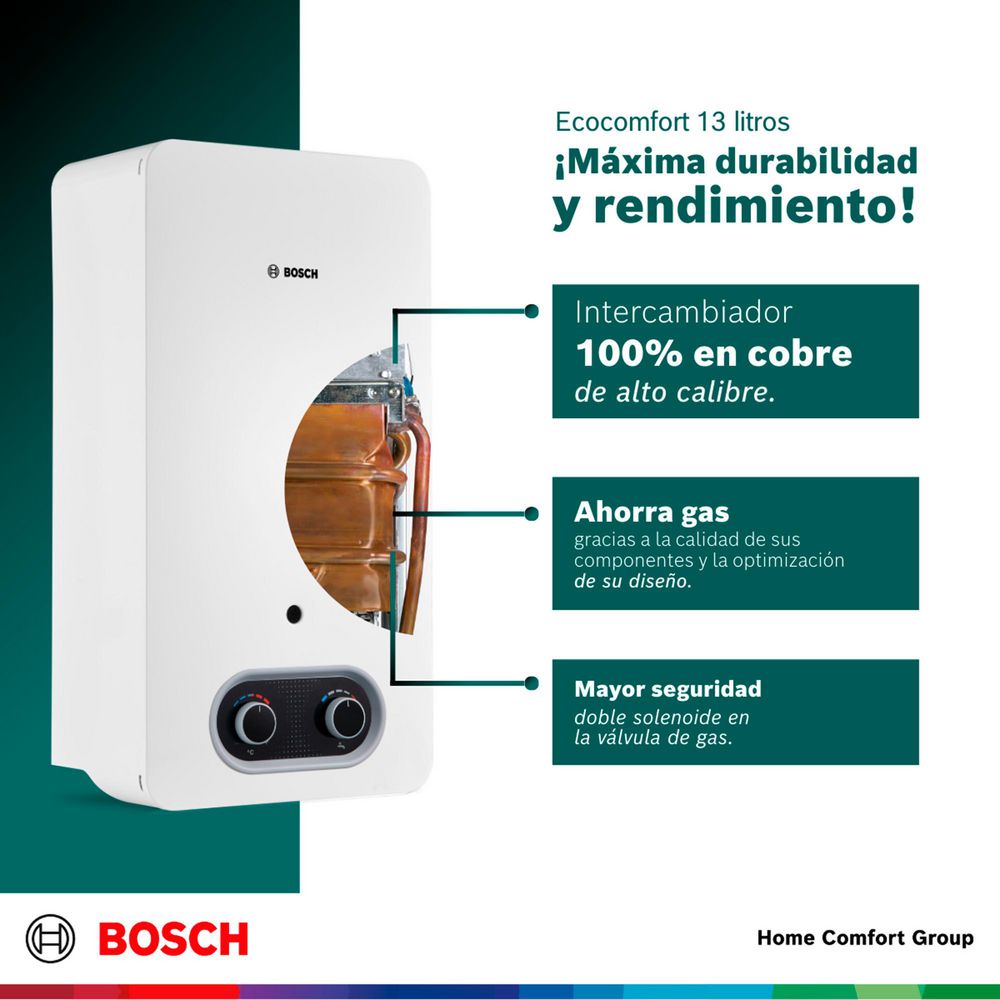 Calentador de agua 13 litros Tiro Natural GLP BOSCH 773350004 img #3