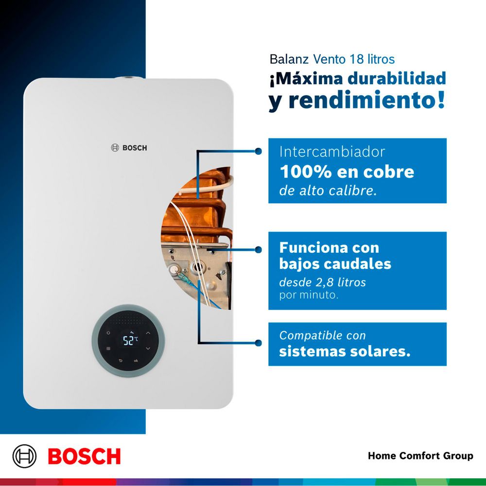 Calentador de agua 18 litros Tiro Forzado GN BOSCH 873611004 img #3