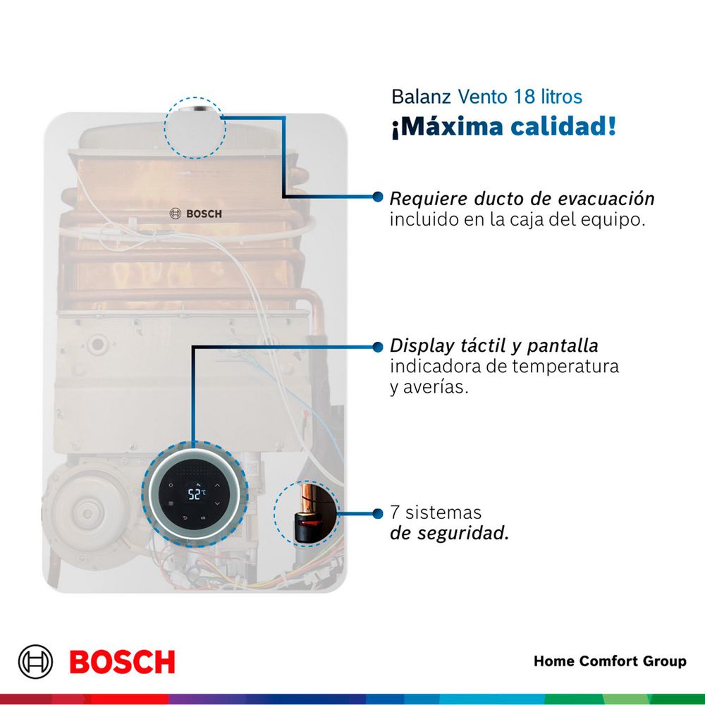 Calentador de agua 18 litros Tiro Forzado GN BOSCH 873611004 img #4