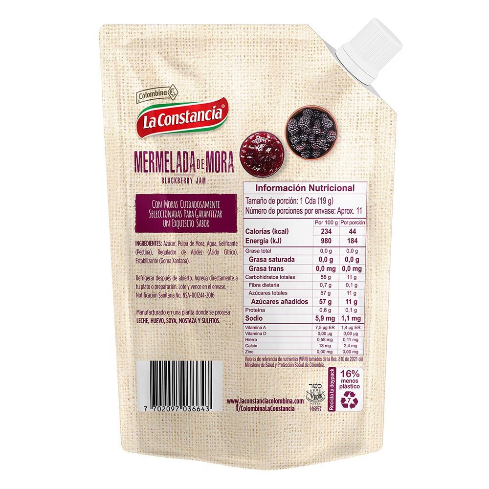 Mermelada LA CONSTANCIA de mora (200  gr) img #2