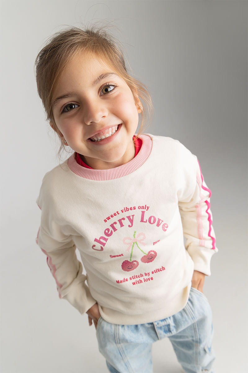 Buzo cerrado sin capucha para niña Beige 2T