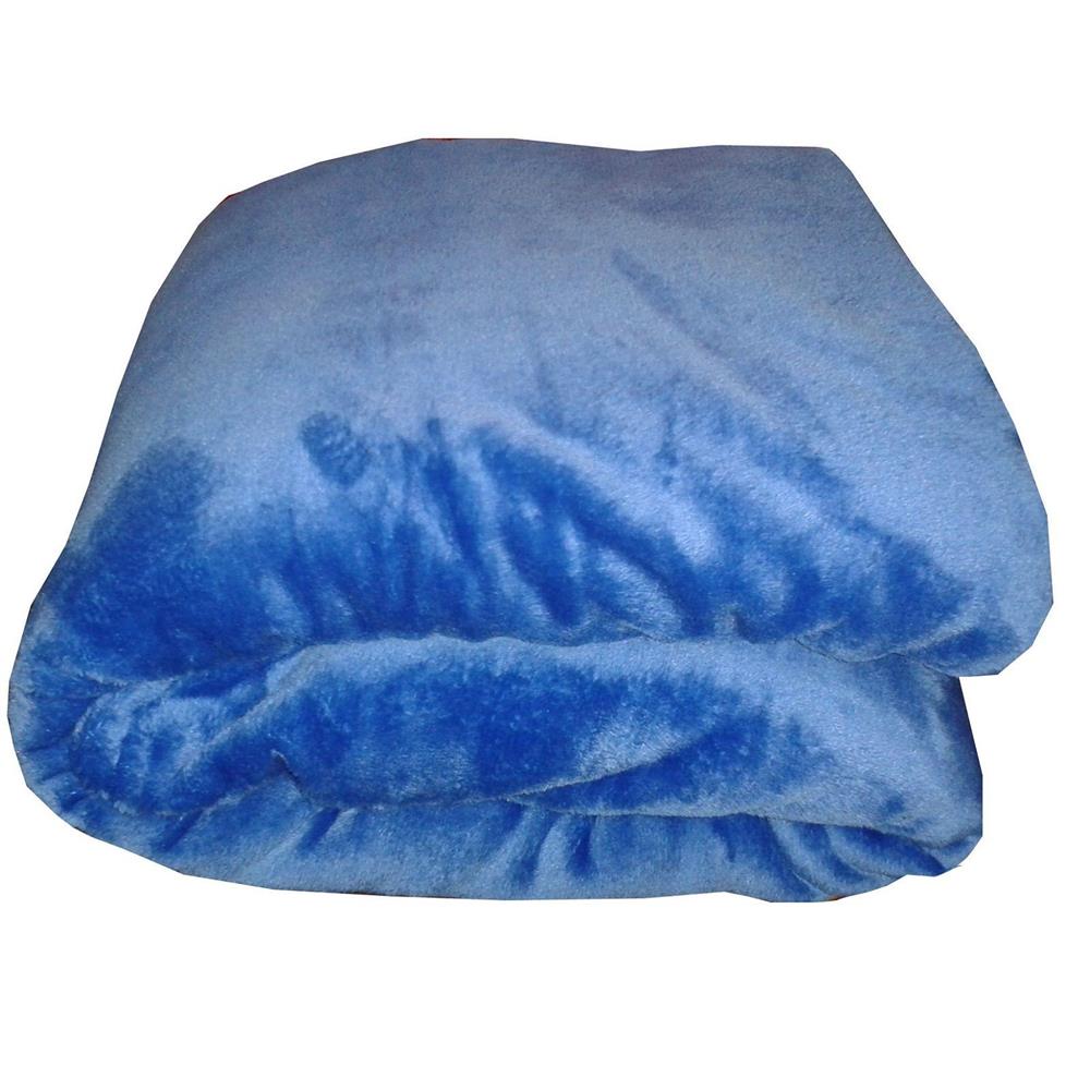 Cobija Manta Frazada Piel Ángel Térmica Unicolor Azul Rey img #4