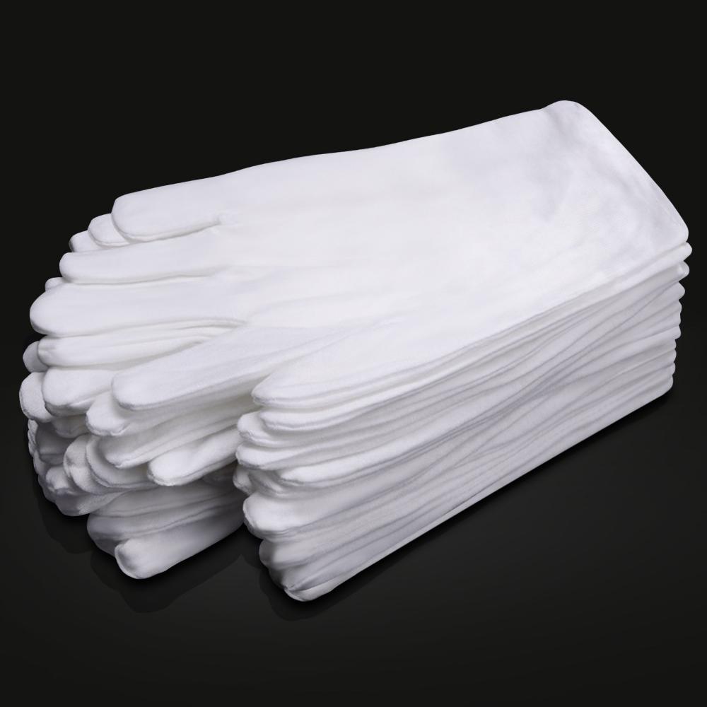 Guantes de algodón blanco, guantes de trabajo blancos, 12 pares de