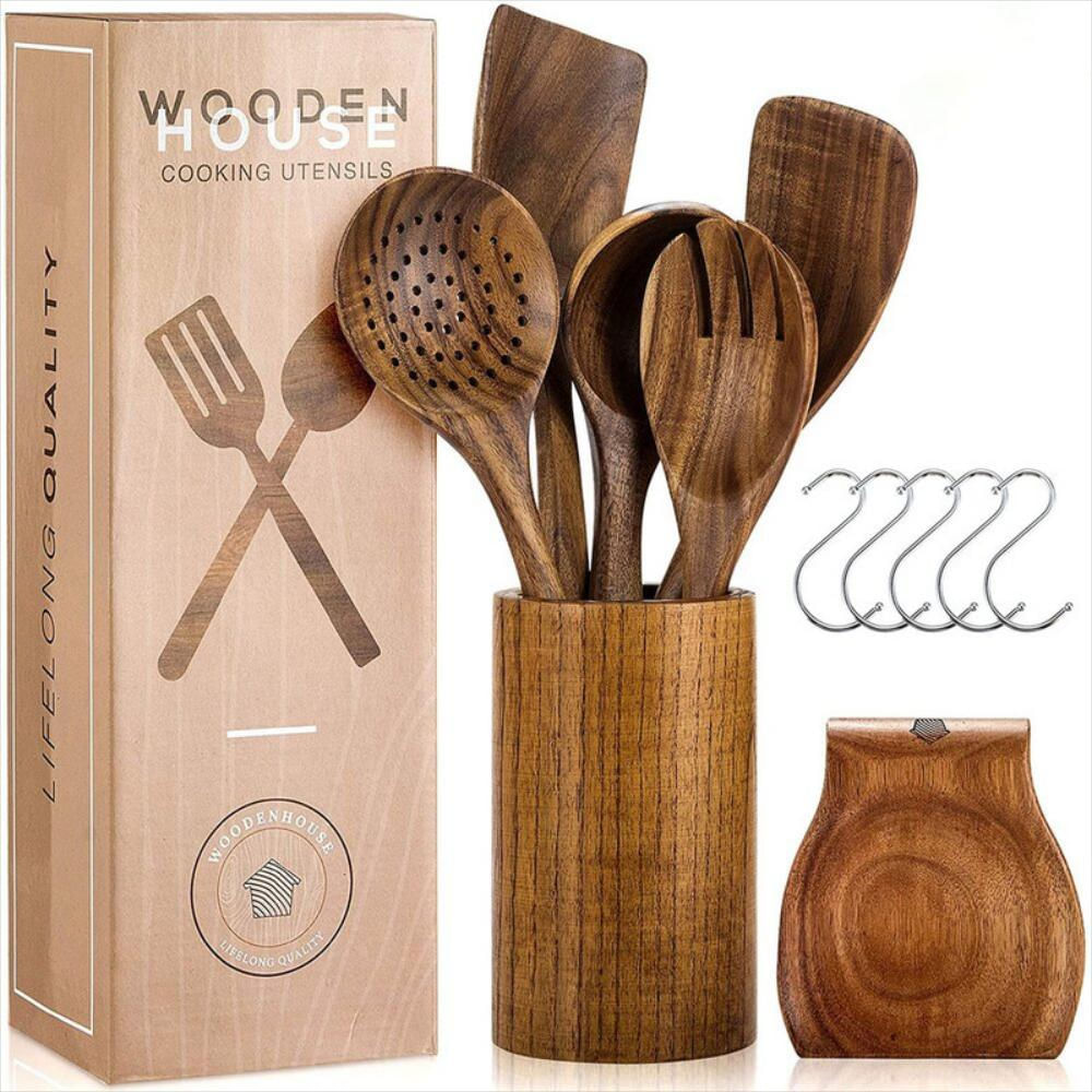  Woodenhouse - Cucharas de madera para cocinar, juego