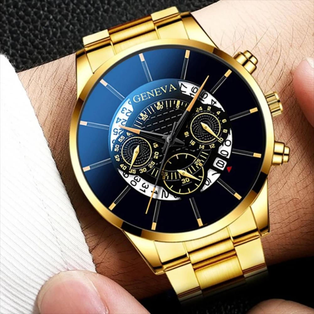 Reloj Metalico Elegante Hombre Con Calendario Dorado Éxito - exito.com