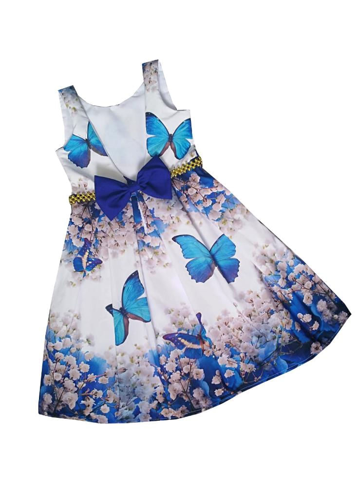 Vestido Para Niña Mariposas 2216 Azul 2 MultiColor