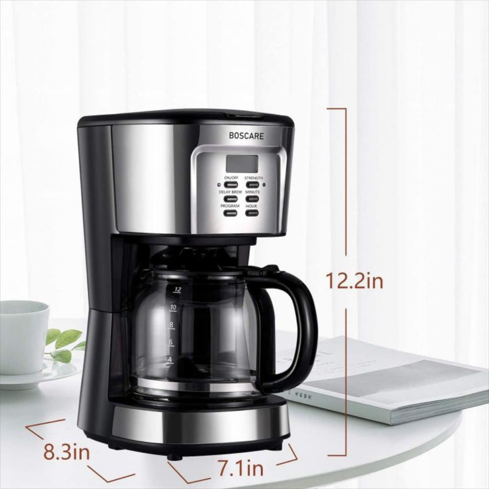  BOSCARE Cafetera programable de 10 tazas: cafetera de goteo  automática con temporizador, apagado automático, sistema antigoteo  inteligente, preparación rápida, placa de mantenimiento caliente, cafetera  de filtro eléctrico : Hogar y Cocina