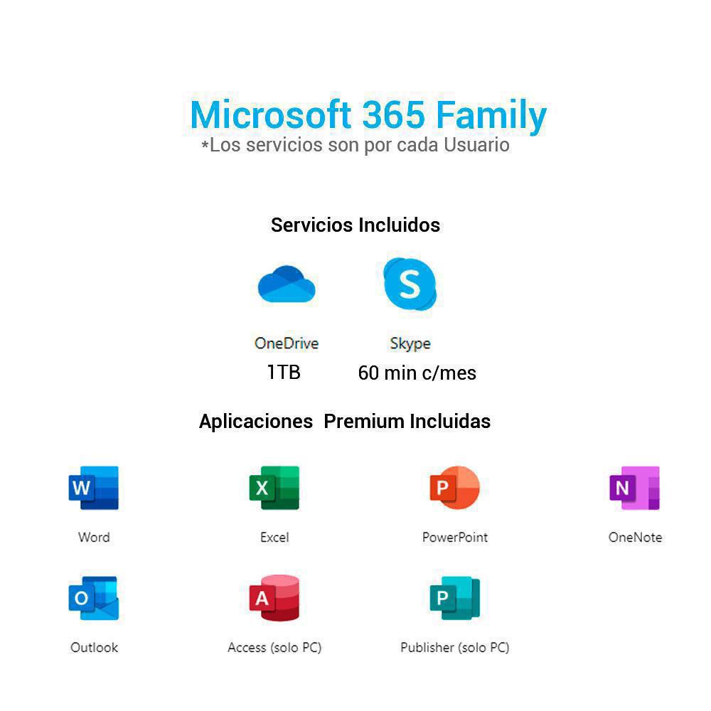 Microsoft 365 Familia 6 Usuarios Office Word Excel + | Éxito 