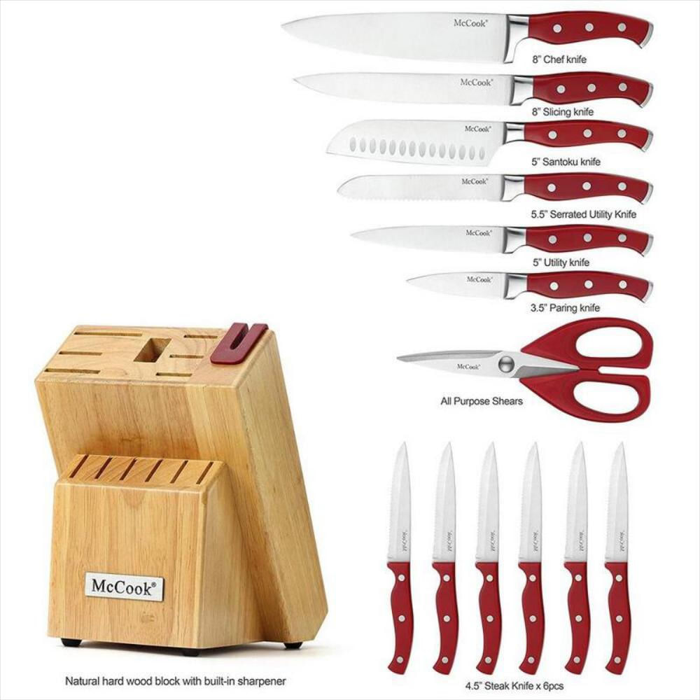  Maarten Juego de cuchillos de cocina – Juego de 4 cuchillos de  chef de acero inoxidable con funda – Juegos de cuchillos en caja, regalos  para la familia (rojo) : Hogar y Cocina