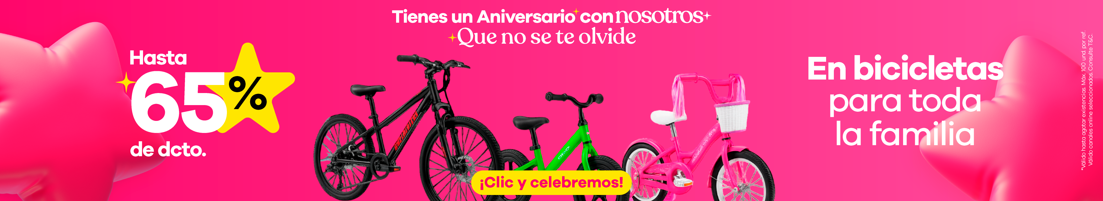 Hasta 65% CMP en Bicicletas Para toda la Familia